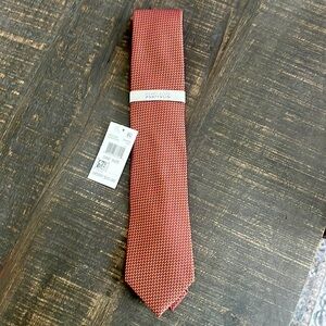 NWT Perry Ellis  Portfolio tie rust/navy regular length